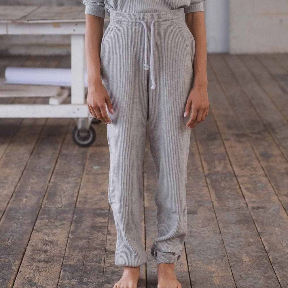 Baserange Rib Sweaptants in Grey Melange